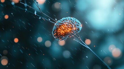 Poster - A holographic projection of a human brain with glowing neural pathways, representing the power and potential of AI in understanding and augmenting human intelligence.