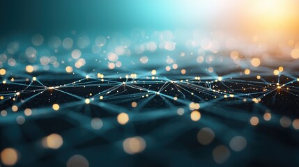 A three dimensional grid with glowing lines and data points, representing the multi layered nature of data analysis and visualization.