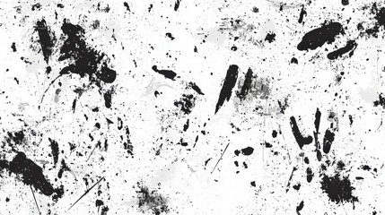 Poster - This artwork features a chaotic blend of black and gray splatters against a white background, showcasing handprints and various brush strokes in a creative studio environment