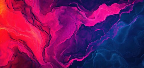 Poster - Vibrant abstract art featuring flowing colors in pink, purple, and blue shades on a smooth surface.