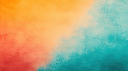 Poster - Vibrant color gradients blending from orange to teal on a textured background.