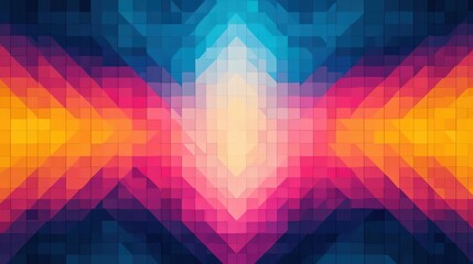 Poster - Vibrant geometric pattern with hues of blue, pink, and orange overlaid.
