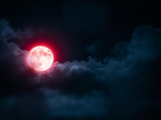 Wall Mural - A stunning image of a blood red moon against a dark night sky, creating a sense of mystery and enchantment, full moon, cosmic