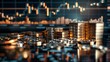 © tanongsak - Modern market analysis backdrop showcasing a fluctuating stock graph, gold bars, and silver coins, all set within a streamlined, professional design. Perfect for data-driven visuals