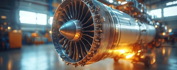 Poster - Close-up of a Jet Engine with Blurry Background