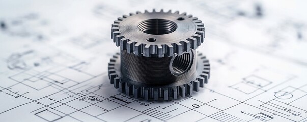 Poster - Metal Gear Component on Engineering Blueprint