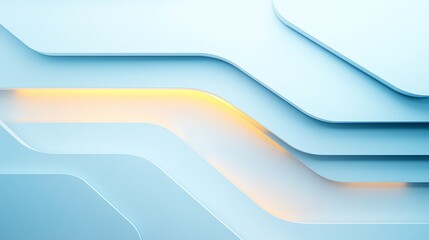 Poster - Abstract geometric background with smooth layers in soft blue tones, enhanced by warm orange accents for a modern, clean aesthetic.