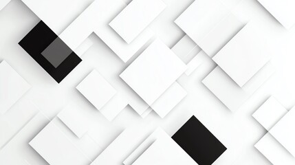 Poster - Abstract composition of overlapping squares in black and white, creating a modern and minimalist aesthetic for design use.