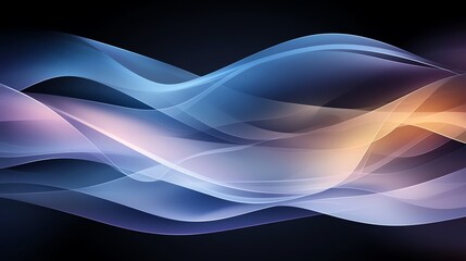 Poster - Abstract wave design in soft colors, flowing gracefully against a dark background, creating a serene and modern atmosphere.