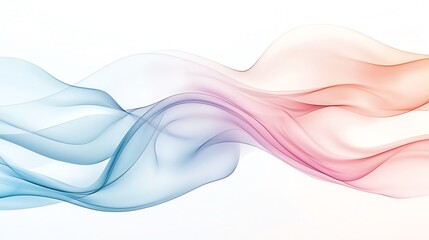 Poster - Abstract flowing waves in soft blue and pink tones create a serene and elegant background for various design applications.