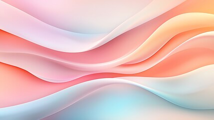Poster - Abstract waves in soft pastel colors create a serene and calming visual perfect for backgrounds or design projects.