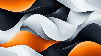 Poster - Dynamic waves of orange, black, and white create a striking abstract pattern that adds a modern touch to any design.
