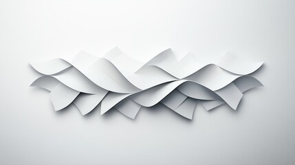 Poster - A beautifully curved arrangement of white paper sheets, creating a soft, elegant wave pattern against a minimalistic background.