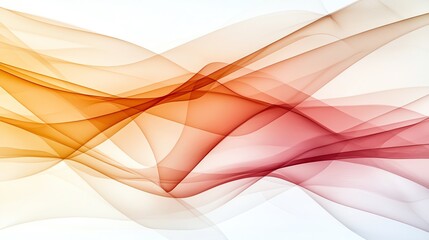 Poster - Abstract waves of vibrant orange and red hues flow gracefully across a light background, creating a sense of motion and elegance.