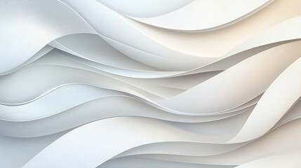 Poster - Elegant abstract waves of white paper create a serene and modern texture, perfect for backgrounds and design projects.