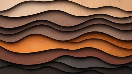 Poster - Abstract layered waves in earthy tones create a modern artistic aesthetic, perfect for backgrounds and design projects.