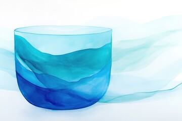 Poster - A Mesmerizing Fractured Vase Glows in Shades of Blue Against a Misty Backdrop, Capturing Magic
