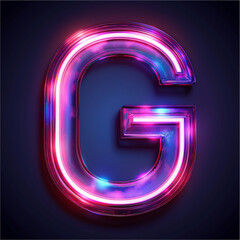 Poster - Neon Glowing Letter G Alphabet Graphic Design
