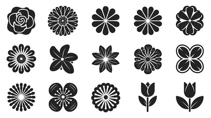 set of black and white flowers