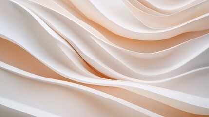 Poster - Soft, flowing background of cream and peach waves creates an elegant, modern aesthetic for design and art projects.