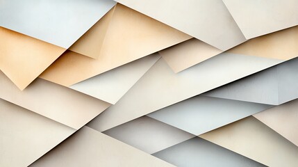 Poster - A beautiful arrangement of layered papers in soft, neutral colors creating depth and texture, perfect for abstract design projects.