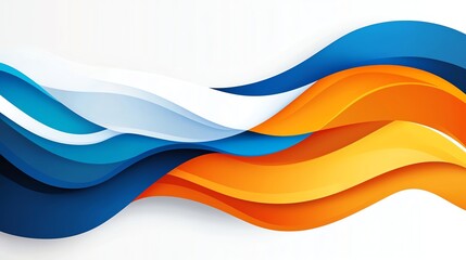Poster - Vibrant abstract wavy lines in blue, orange, and white create a dynamic and modern background for creative projects.
