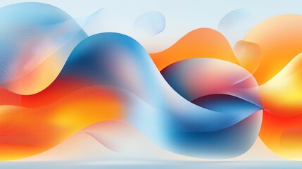 Poster - Vibrant abstract waves in blue and orange create a dynamic and modern design, perfect for backgrounds and visual projects.
