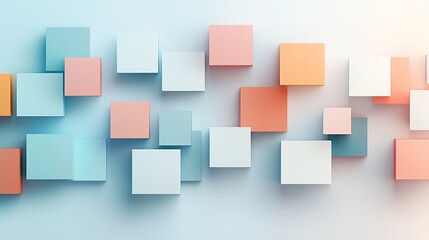 Poster - A vibrant arrangement of colorful cubes on a soft gradient background, perfect for modern design concepts and abstract art.