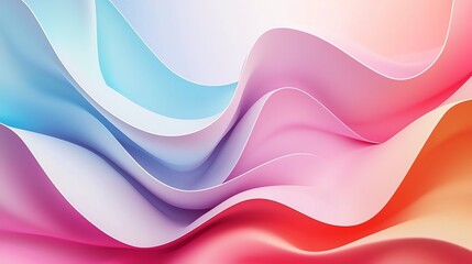 Poster - Vibrant abstract waves in soft hues of pink, blue, and white create a serene and modern visual ideal for creative projects.