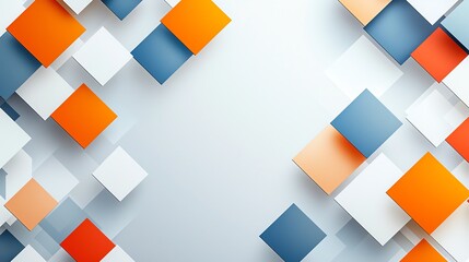 Poster - A vibrant abstract background featuring colorful squares and rectangles in shades of orange, blue, and white, ideal for modern designs.