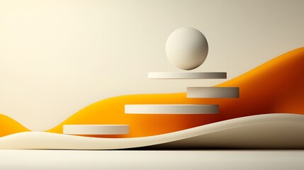 Poster - Modern abstract composition featuring geometric shapes and vibrant orange curves, creating a sense of balance and harmony.