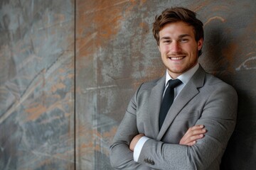Aufkleber - A businessman or executive standing next to a wall, looking confident and professional