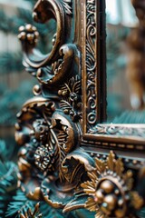 Poster - A close-up view of a mirror in a typical room setting, ideal for use in interior design or lifestyle images