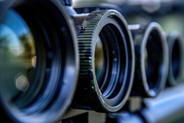 Poster - A close-up shot of a camera lens with a blurred background