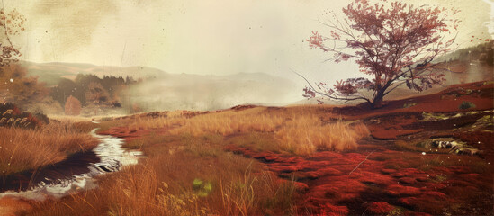 Wall Mural - Foggy autumn field
