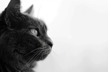 Poster - A close-up shot of a black and white cat's face, with its eyes and whiskers prominent