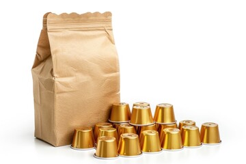 Poster - A collection of coffee cups and a bag of coffee beans