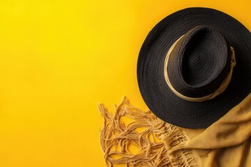 Poster - A stylish accessory set on a bright yellow background, great for fashion or design projects