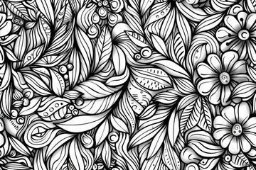 Poster - Simple illustration of flowers in grayscale