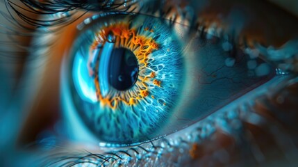 Poster - A detailed shot of a person's blue eye with defined features