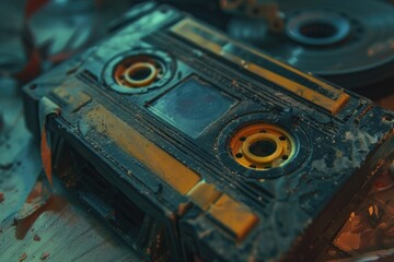 Poster - A vintage cassette player sits on a table, ready for use