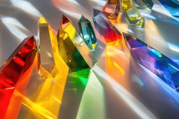 Poster - A close-up view of a cluster of vibrant, colorful crystals