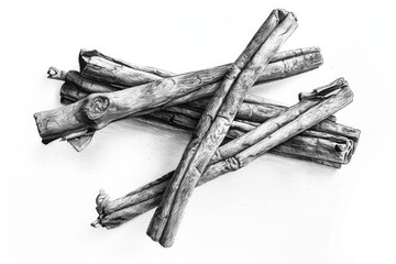 Poster - A hand-drawn bundle of sticks, ideal for educational or artistic purposes