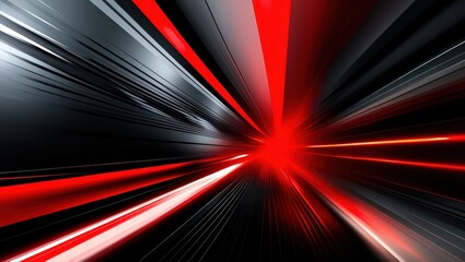 abstract tunnel, red and white light streaks, motion blur, high contrast, dynamic perspective, futuristic, digital art, sleek design, speed effect, black background, converging lines, sci-fi aesthetic