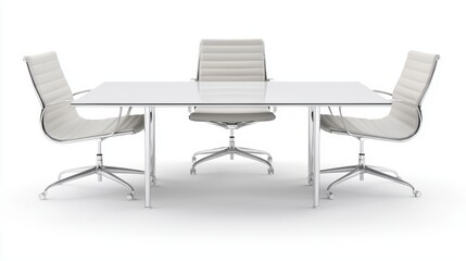 Boardroom, modern office setting, glass walls, 3D illustration, isolated on white background