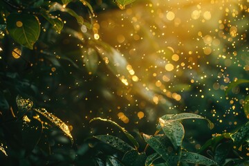 Wall Mural - A sunny day with sunlight shining through the leaves of a tree