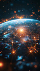 Aufkleber - Planet earth's data network illuminated by bright lights
