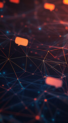 Aufkleber - Visualizing communication: data transfer via speech bubbles in a network of nodes