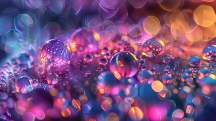 Poster - A detailed view of a cluster of water droplets, great for science and technology uses