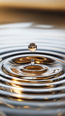 Aufkleber - A water drop falls into a still pool, creating concentric ripples